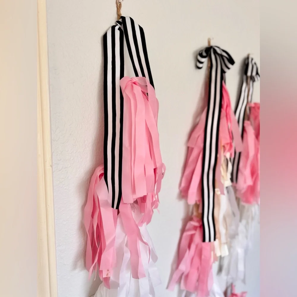 48” Cream & White Tassel Garland Streamers for Party Wedding Baby Shower 2 Pcs.